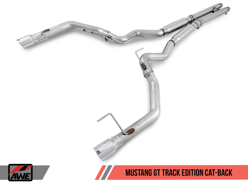 AWE Tuning S550 Mustang GT Cat-back Exhaust - Track Edition (Chrome Silver Tips) - Siegewerks