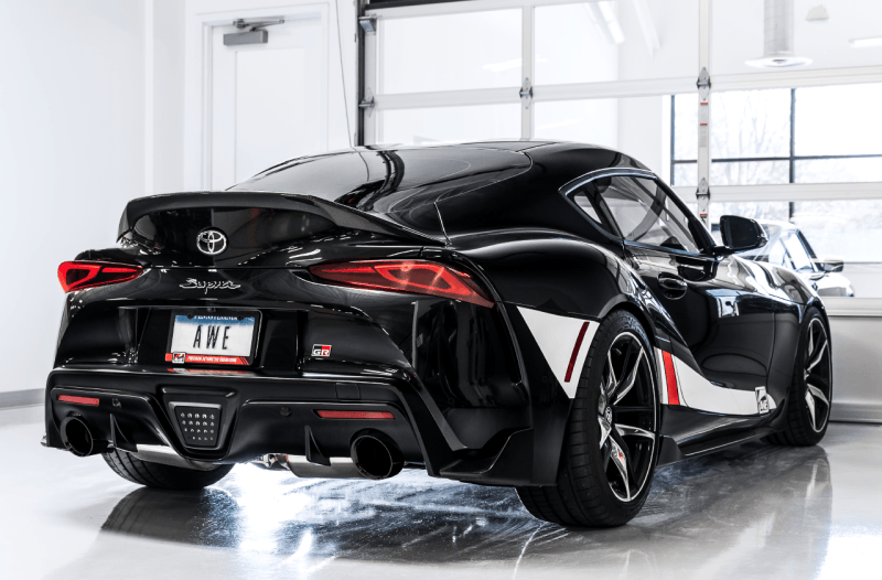 AWE 2020 Toyota Supra A90 Resonated Touring Edition Exhaust - 5in Chrome Silver Tips - Siegewerks