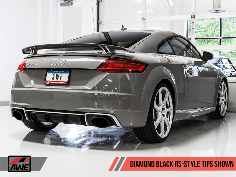 AWE Tuning 18-19 Audi TT RS 8S/RK3 2.5L Turbo Track Edition Exhaust - Diamond Black RS-Style Tips - Siegewerks