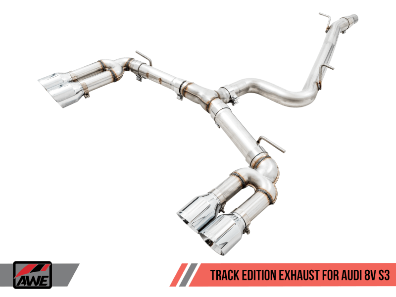 AWE Tuning Audi 8V S3 Track Edition Exhaust w/Chrome Silver Tips 102mm - Siegewerks