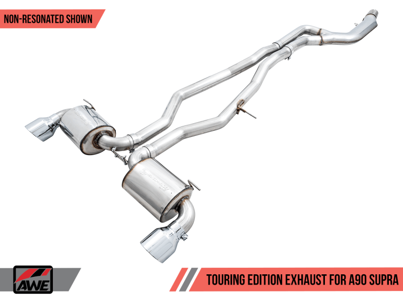 AWE 2020 Toyota Supra A90 Non-Resonated Touring Edition Exhaust - 5in Diamond Black Tips - Siegewerks