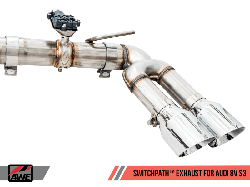 AWE Tuning Audi 8V S3 SwitchPath Exhaust w/Chrome Silver Tips 102mm - Siegewerks