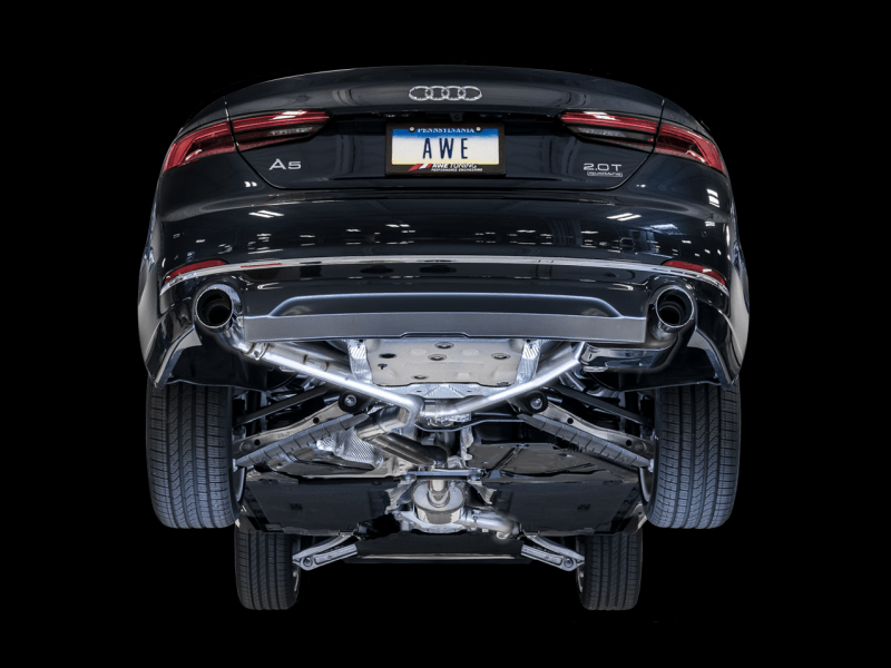 AWE Tuning Audi B9 A5 SwitchPath Exhaust Dual Outlet - Chrome Silver Tips (Includes DP and Remote) - Siegewerks