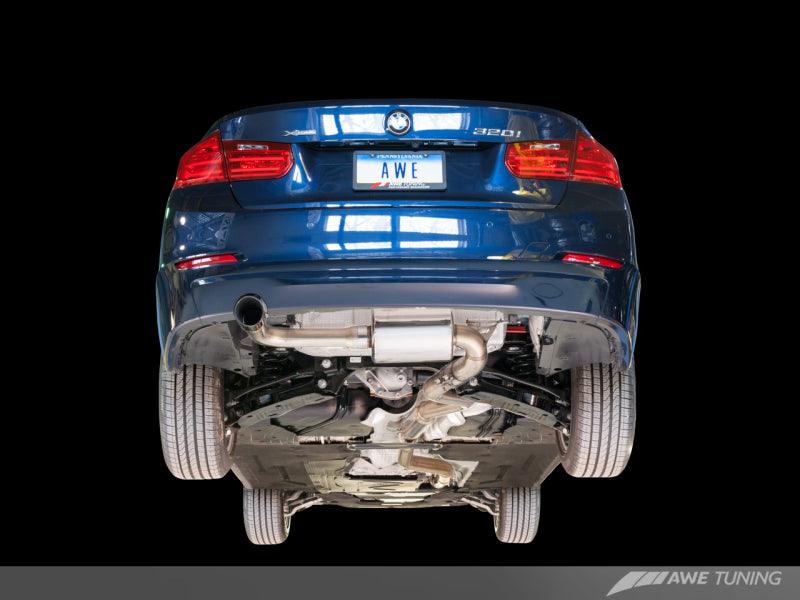 AWE Tuning BMW F30 320i Touring Exhaust &amp; Performance Mid Pipe - Chrome Silver Tip (102mm) - Siegewerks