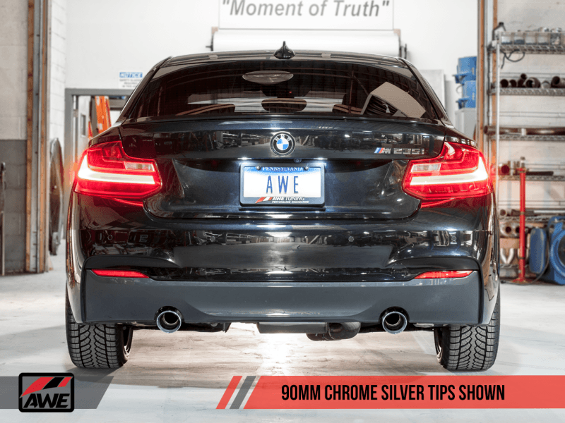 AWE Tuning BMW F22 M235i / M240i Touring Edition Axle-Back Exhaust - Chrome Silver Tips (102mm) - Siegewerks