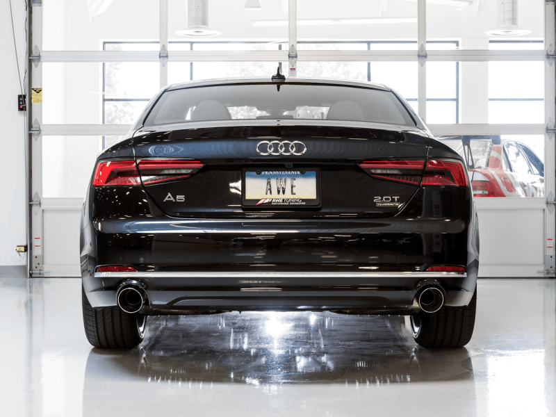 AWE Tuning Audi B9 A5 SwitchPath Exhaust Dual Outlet - Chrome Silver Tips (Includes DP and Remote) - Siegewerks