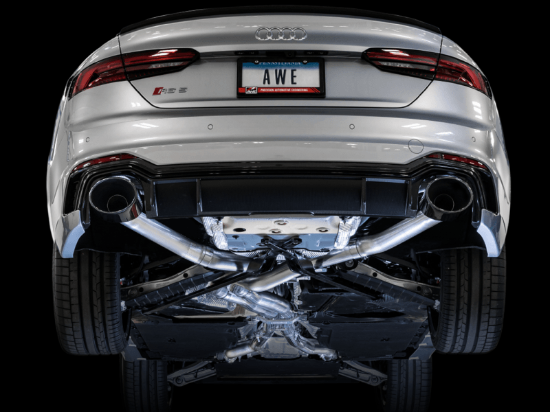 AWE Tuning Audi B9 RS 5 Sportback Track Edition Resonated for Perf Cats Exhaust w/Diamond Black Tips - Siegewerks