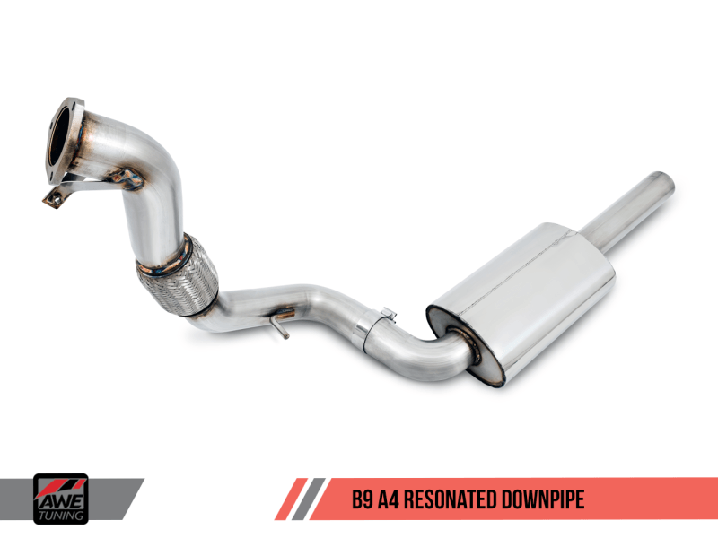 AWE Tuning Audi B9 A4 SwitchPath Exhaust Dual Outlet - Diamond Black Tips (Includes DP and Remote) - Siegewerks