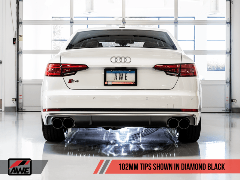 AWE Tuning Audi B9 S4 Track Edition Exhaust - Non-Resonated (Black 102mm Tips) - Siegewerks