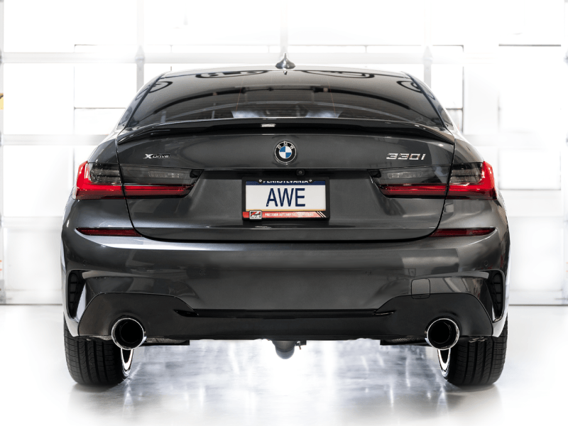 AWE 19-23 BMW 330i / 21-23 BMW 430i Base G2X Touring Axle Back Exhaust - Chrome Silver - Siegewerks