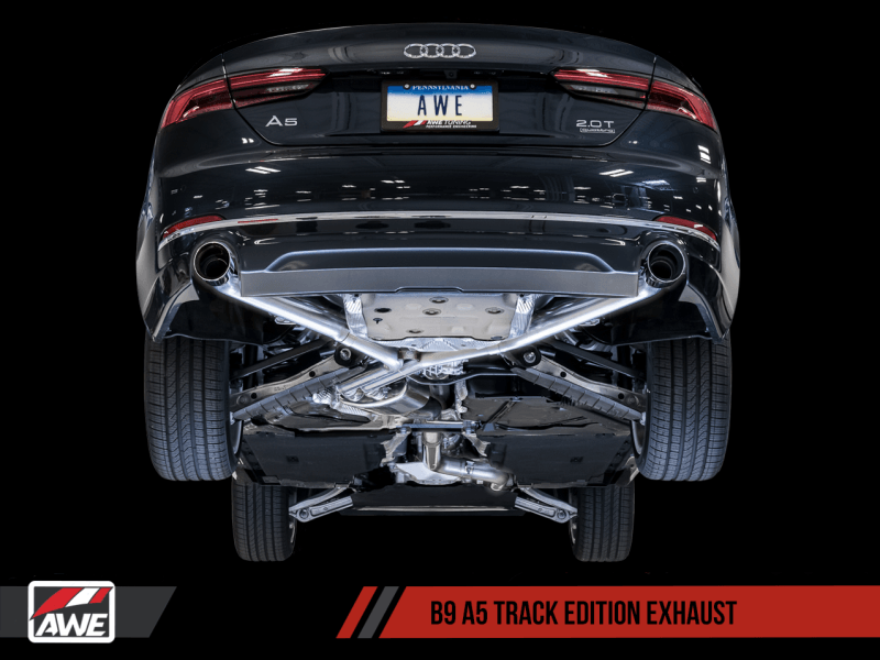 AWE Tuning Audi B9 A5 Track Edition Exhaust Dual Outlet - Diamond Black Tips (Includes DP) - Siegewerks