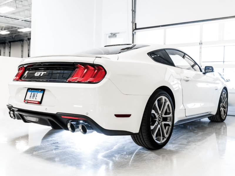 AWE Tuning 2018+ Ford Mustang GT (S550) Cat-back Exhaust - Track Edition (Quad Chrome Silver Tips) - Siegewerks
