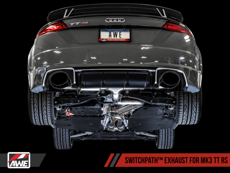AWE Tuning 18-19 Audi TT RS 2.5L Turbo Coupe 8S/MK3 SwitchPath Exhaust w/Diamond Black RS-Style Tips - Siegewerks